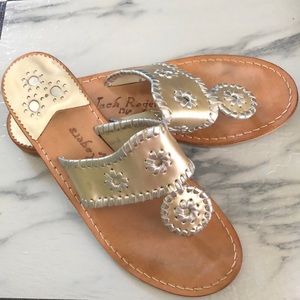 Jack Rogers Woman’s Sandals Size 8 Silver and Gold